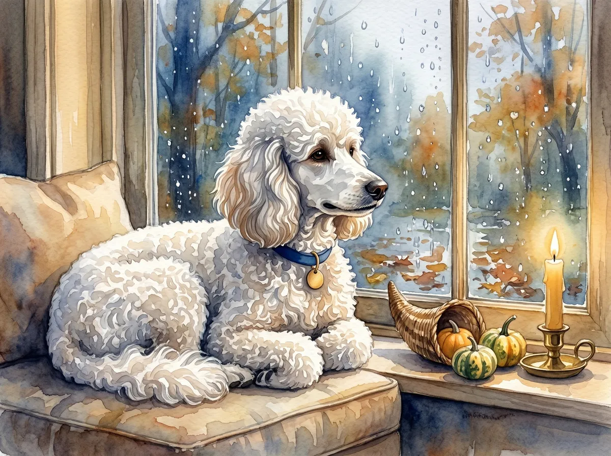 Poodle watercolor calendar month 11